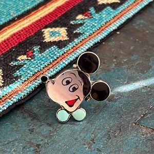 Vintage Native American Sterling Silver Mickey Mouse Ring